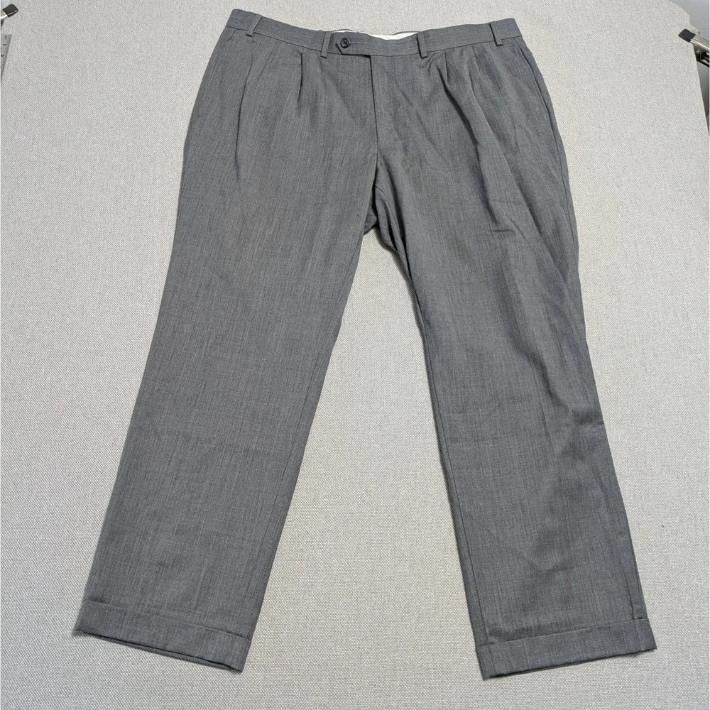 Ralph Lauren LRL Men's Grey 40x30 Wool Pleated Cuffed Dress Pants Prom Suit